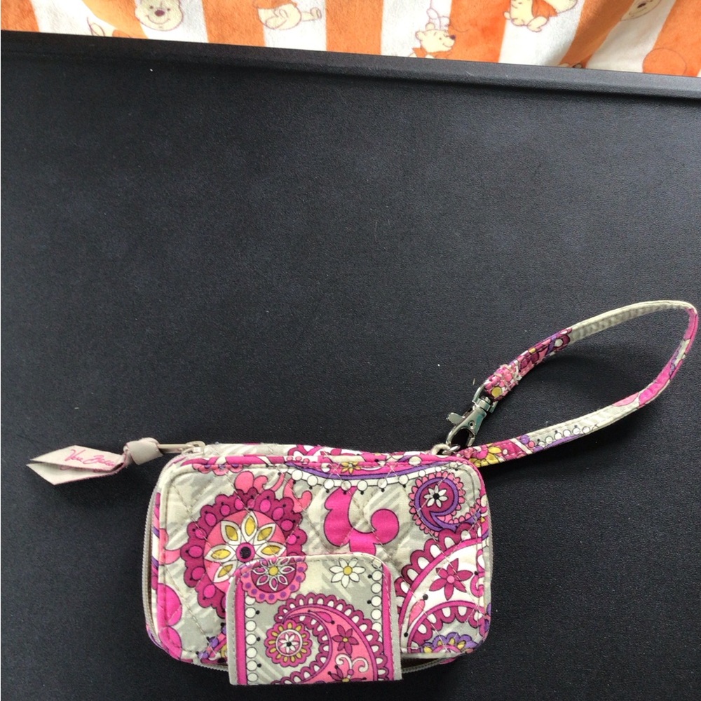 Vera Bradley Pink and Gray Quilted Wristlet Clutch